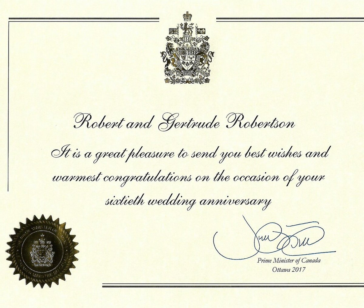 Canadianpm On Twitter On Request The Pm Sends Certificates To Canadians Celebrating Significant Birthdays Or Wedding Anniversaries Https T Co Vyuh9itg5l