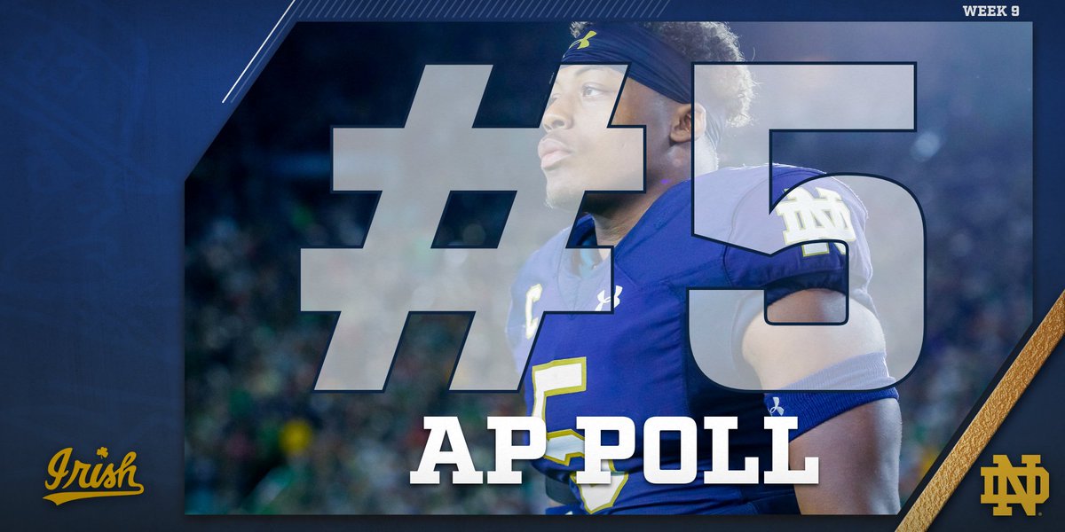 NDFootball's tweet image. The Irish come in at No. 5 in this week's AP Poll.

#GoIrish ☘