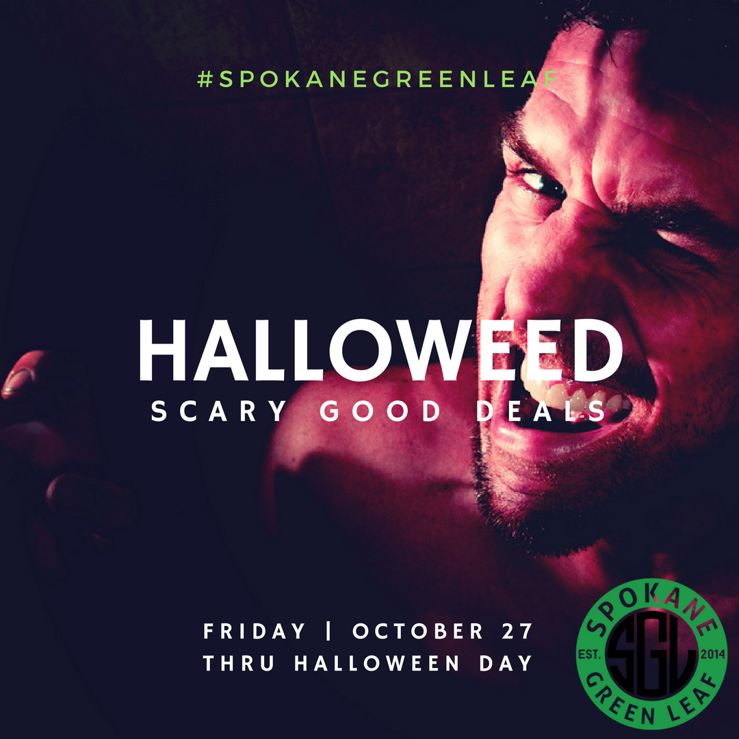 SpoGreenLeaf's tweet photo. Still rockin' those HalloWEED deals! Stock up, fam! 🎃🎃🎃 downtownspokane #northspokane #spokanegreenleaf https://t.co/zlcVVk3zBR