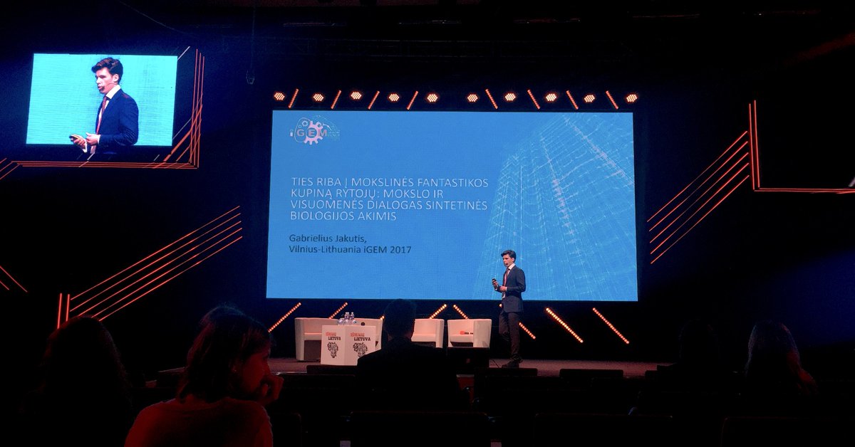 Gave a speech on the dialogue between science and society in the context of synthetic biology at #SmartLihuania. #iGEM2017