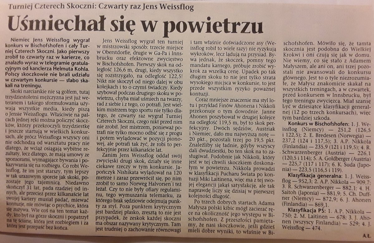 kibic17's tweet photo. Jens #Weissflog  wygrywa TCS w sezonie 1995/96. Zwycięża po raz czwarty.
#skijumpingfamily #skijumping @Skijumpingpl https://t.co/nElMV19gEC