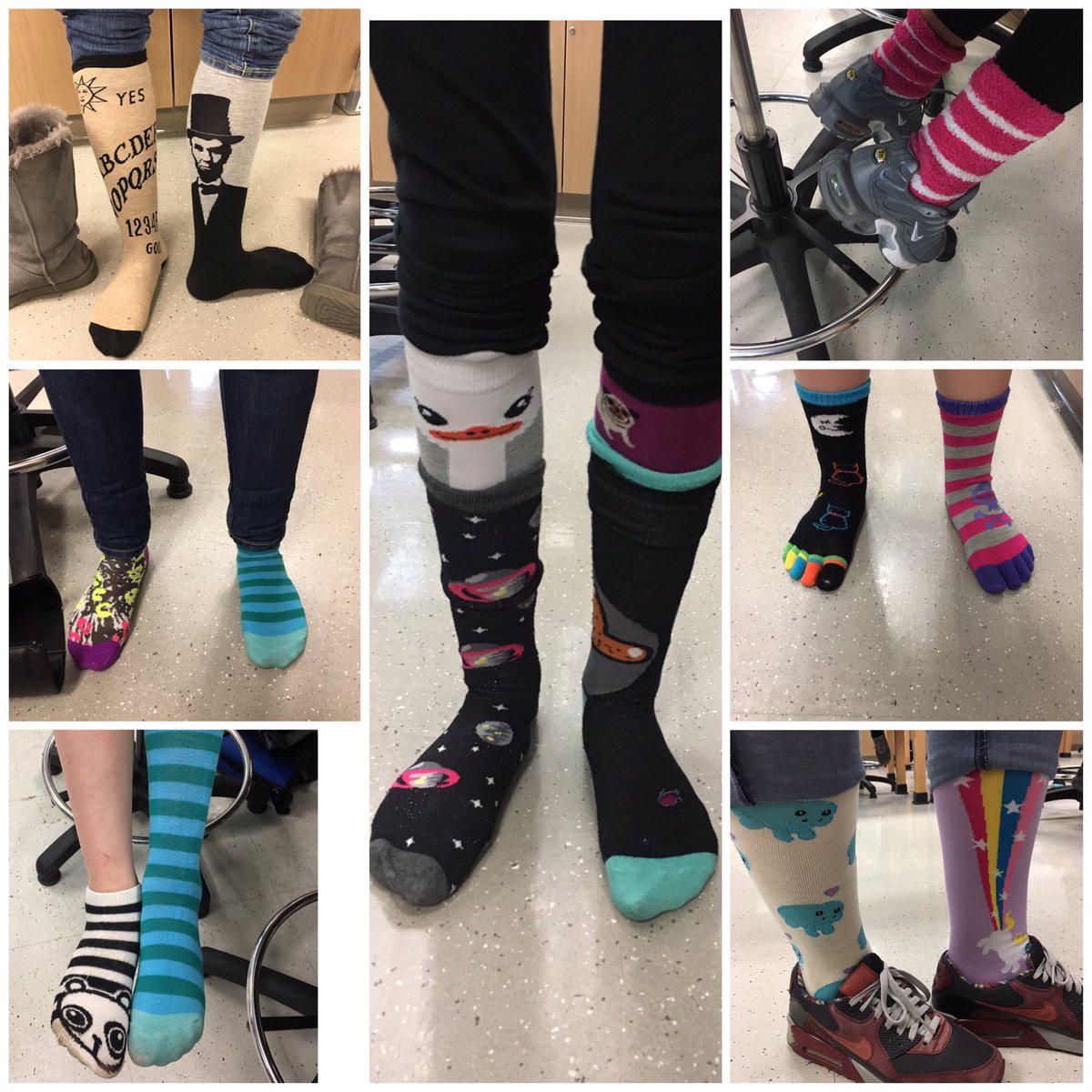 7th bell had a crazy sock competition on Friday. The winner: Hunter Taulbee with his crazy toe socks (right, middle)!