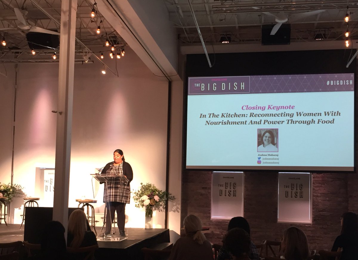 Chatelaine's tweet photo. “Are you really too busy to connect to your basic life force?”—@joshnamaharaj on reconnecting women w/ nourishment &amp; power via food #BigDish https://t.co/Elnn3YHfMZ
