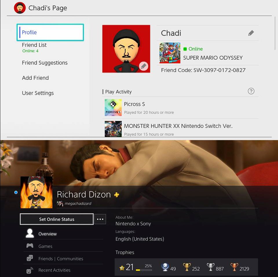 tuod's tweet image. Here's my friend code/PSN in case anyone wants to add me . 🎮
#NintendoSwitch Friend Code: 3097-0172-0827 
#PSN ID: megachadizard