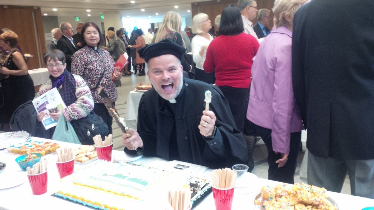 Brother Martin thoroughly enjoyed his #reformation500 birthday cake! <a href="/OttawaLutherans/">OttawaLutherans</a> <a href="/1raspberryman/">Martin Malina</a>