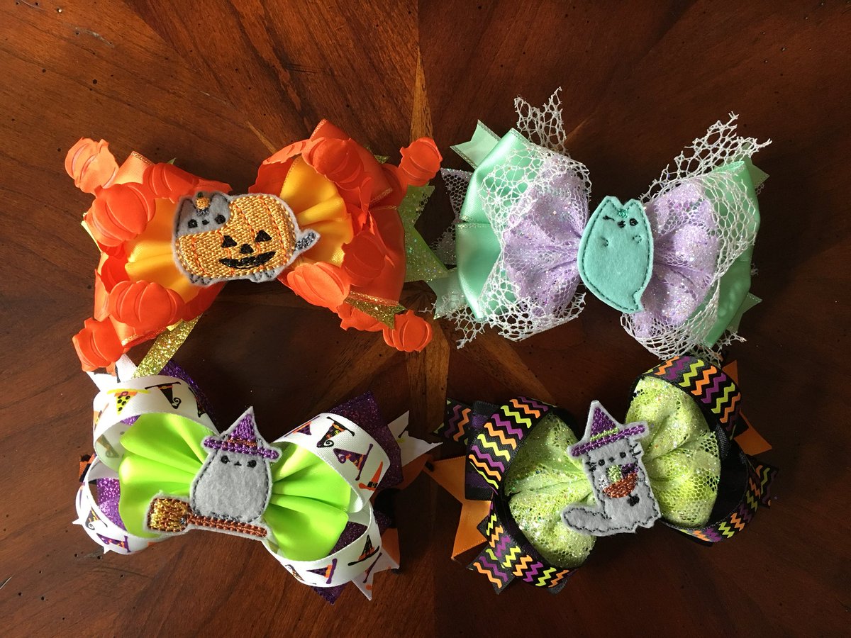 Dancegurl04's tweet photo. 👻🎃 #pusheen #pusheenthecat #halloween #missmaegansbowtique #missmbowtique @pusheen  #hairbows #hairbow #handmade #craftymommy https://t.co/qhdYa282wS