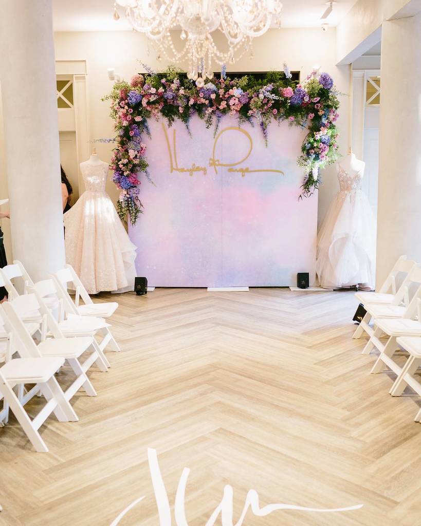 A simple and captivating runway! | Venue: <a href="/jlmboutique/">JLM Boutique</a> | Gowns: <a href="/misshayleypaige/">Hayley Paige</a> | Media @californiaweddingday | Planning: @yellowbirdevent…