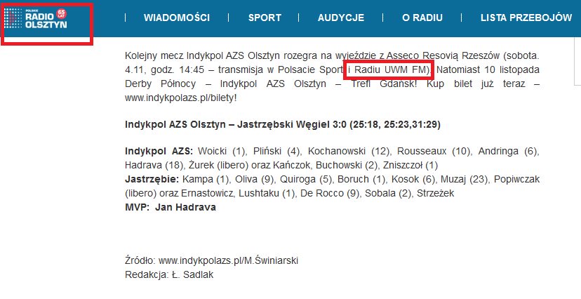 Skoro <a href="/RadioOlsztyn/">Radio Olsztyn</a> dostrzega i poleca naszą pracę, tzn. że...? Wszystkie spotkania <a href="/indykpolazs/">Indykpol AZS Olsztyn</a> tylko w <a href="/RadioUWMFM/">Radio UWM FM</a>