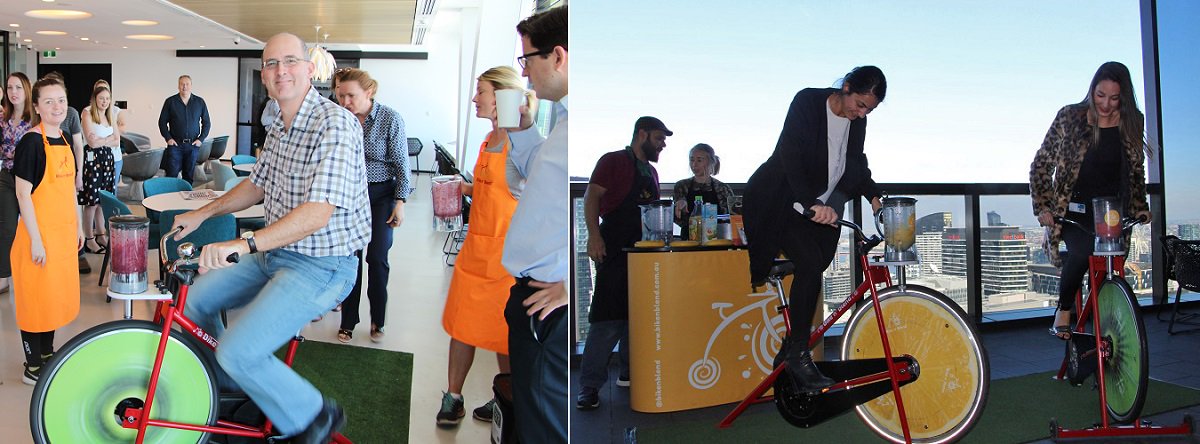 Corrslawyers's tweet photo. Pedal-powered smoothies are the best kind of smoothies! A big thank you to @bikenblend and our Wellbeing@Corrs team for a very fun Friday! https://t.co/auZbJrr333
