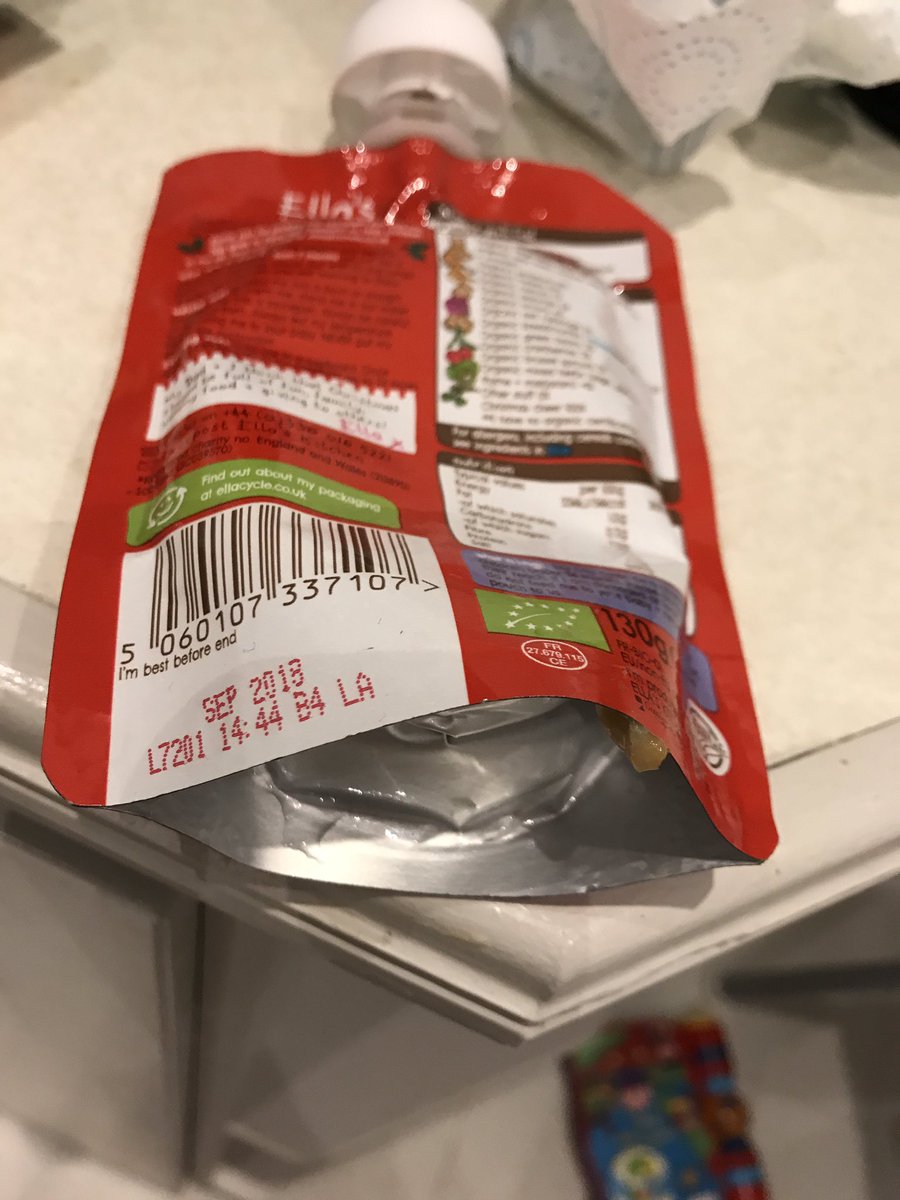 rlkingsley's tweet photo. Hi @EllasKitchenUK I opened and started feeding my son this last night &amp; after 2 spoonfuls I noticed it was leaking from bottom. Concerned!! https://t.co/9qzJjq4Z7m