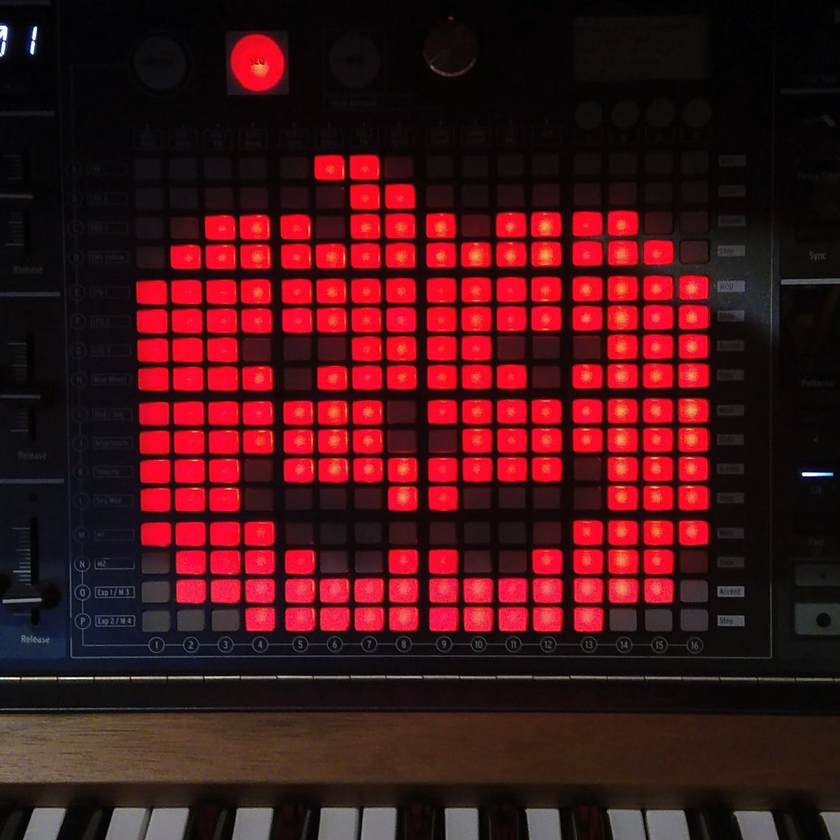 dandydanny's tweet image. It's a #modmatrix kind of #Halloween on an #Arturia #MatrixBrute #analog #synthesizer #🎃#jackolantern #pumpkin #pixelart @ArturiaOfficial