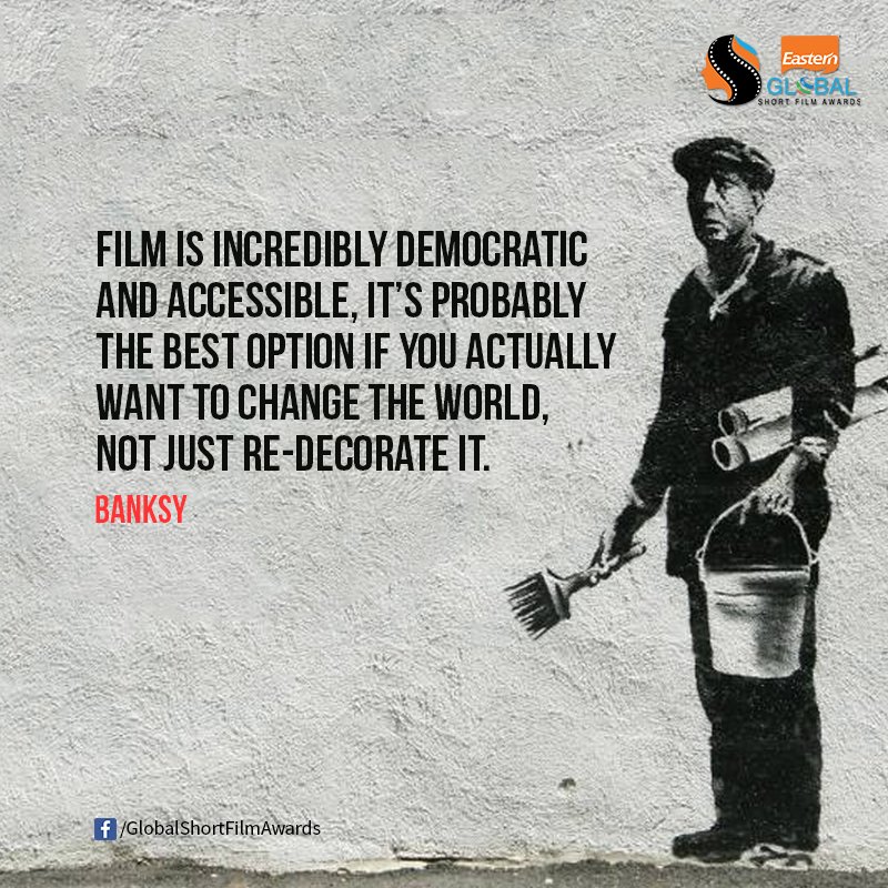 chemmeensfa's tweet photo. Would you take it as a medium for change?!
#MondayInspirationalQuotes #Banksy #EasternGlobalShortFilmAwards2017 https://t.co/6JmyVeZiao