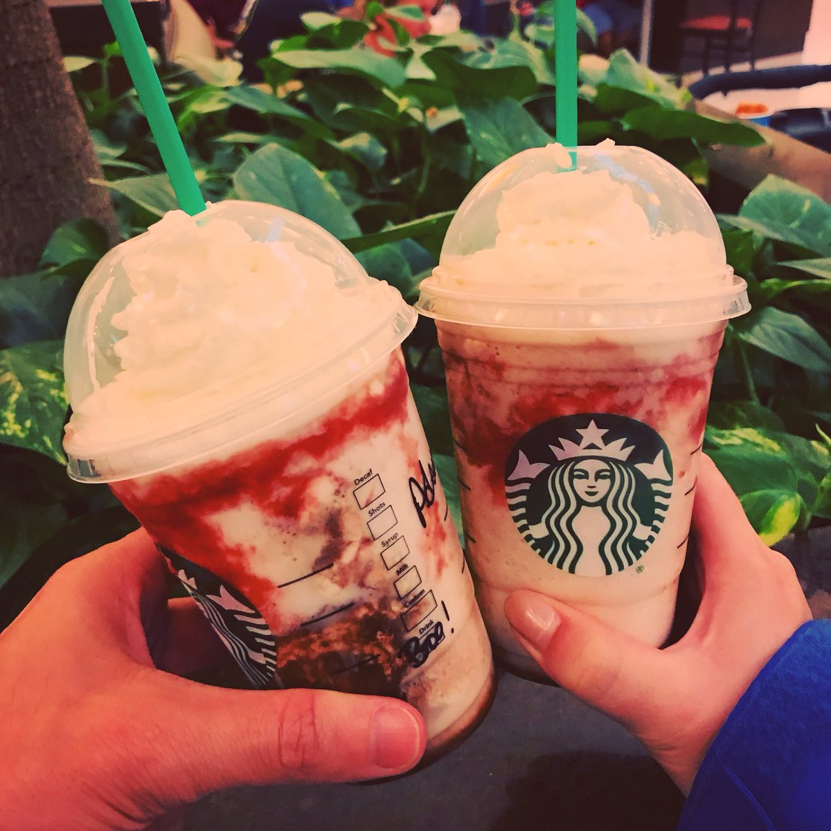 AdamDelRe's tweet image. Got spooky with @NMGrabert and our @starbucks #frappula’s today #halloween
