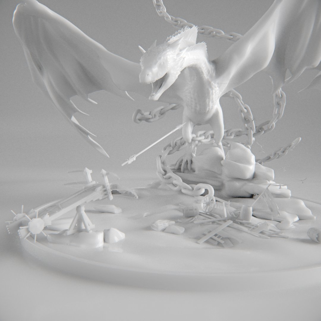 blackfrostd's tweet photo. progress on Game of Thrones statuette. #gameofthrones #spoilsofwar #cinema4d #c4d #ballista #scorpion #dragon #wip #weapon #3d #got7 #arrow https://t.co/HQhXVMcFX2