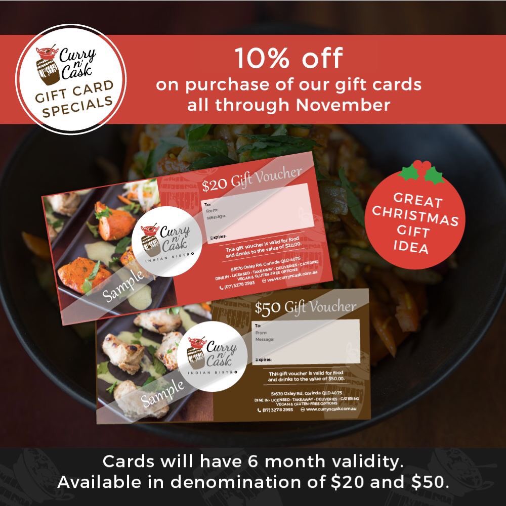 curryncask1's tweet photo. “Christmas Gift Idea“

We have gift idea for our patrons. Gift to someone who loves 🇮🇳food. Voucher valid on Dine-In, takeaway or Delivery. https://t.co/mNsZWUHR9s