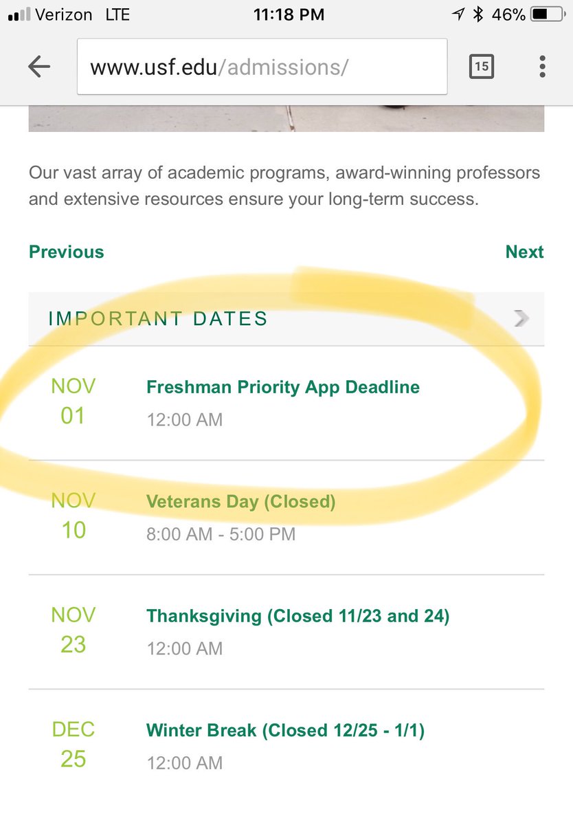 LifePlansGal's tweet photo. Did you know @USouthFlorida has rolling admissions but still a priority deadline for freshman merit $$! Apply by Nov 1st @SHS_co2018 https://t.co/ds1apHAxcf