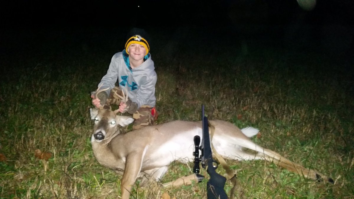 First buck, proud hunter. 
getthekidsoutside