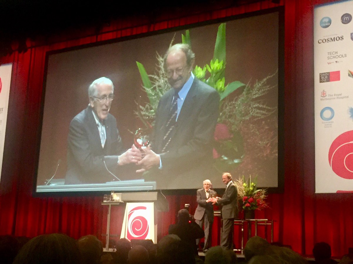GCOration's tweet photo. Imagination, inspiration, innovation, investment, and industry needed in #cancer #research - Prof Graeme Clark thanks Dr Varmus #2017GCO https://t.co/4dh01xbZkp
