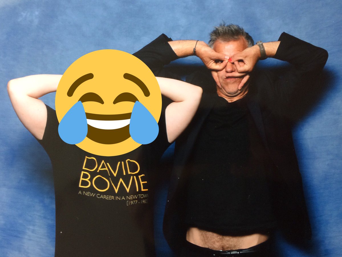 bruneva's tweet photo. Just two Bowie fans fooling around... #RupertGraves #Sherlockedevent https://t.co/v0iptFtnTF