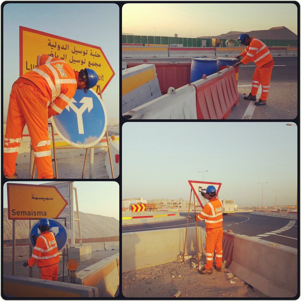 TMS_Qatar's tweet photo. Plastic barrier leveling,sign board cleaning and traffic management for TEKFEN #tmswork🚦🚧 #plasticbarricades #levelingbarriers🛣🚥🛑 https://t.co/kt9ORzSNRO