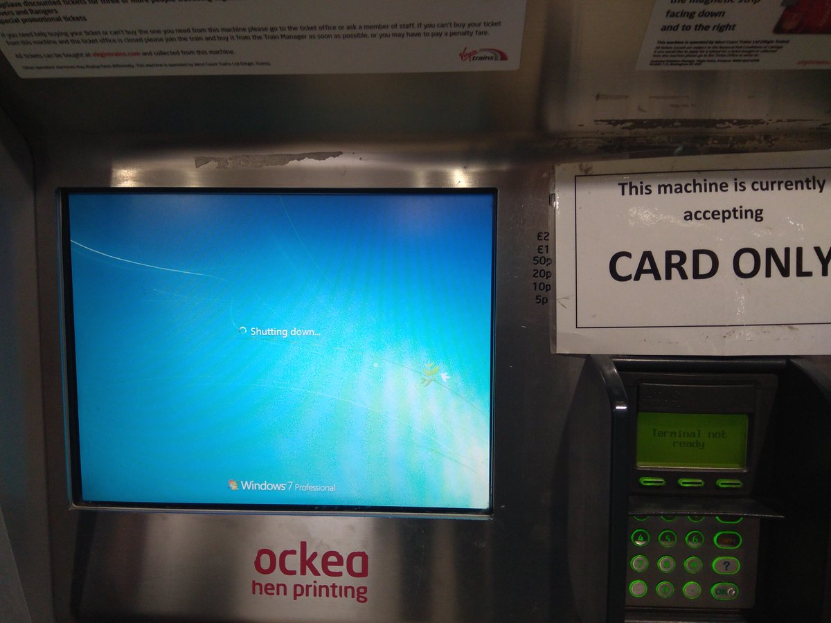 adampigg's tweet image. Not sure how to get a ticket at this terminal. #windows7fail