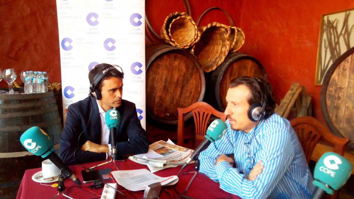 CopeCanarias's tweet photo. Estamos en directo desde la Casa del Vino de Tenerife con el consejero insular de Agricultura, Jesús Morales. https://t.co/yZYSQ94No5