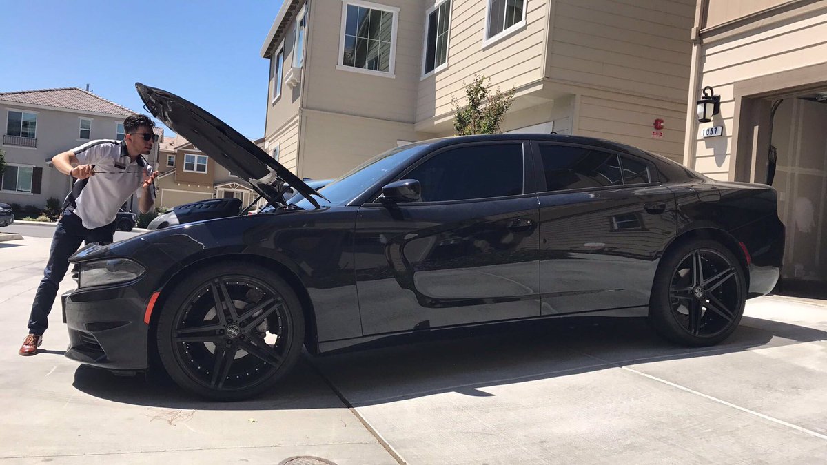 trulyRealAndre's tweet photo. I can't drive around this hour w/out CHP on my tail, it's just a black on black @Dodge charger. 😒 https://t.co/54GtxNgnHS