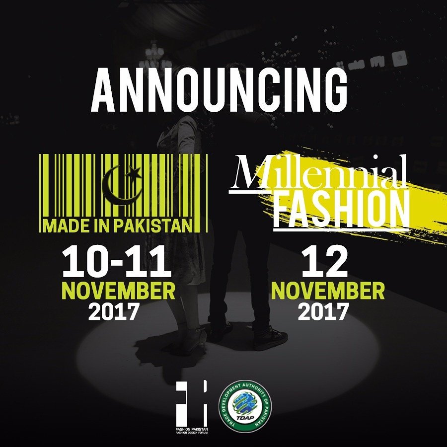 Jiyaabbas's tweet photo. Save the date as #FashionPakistan and #TDAP join hands to bring you two shows over 3 days of unforgettable #Fashion 
 #MadeInPak17 #FPMF17 https://t.co/XOHQQLarBW