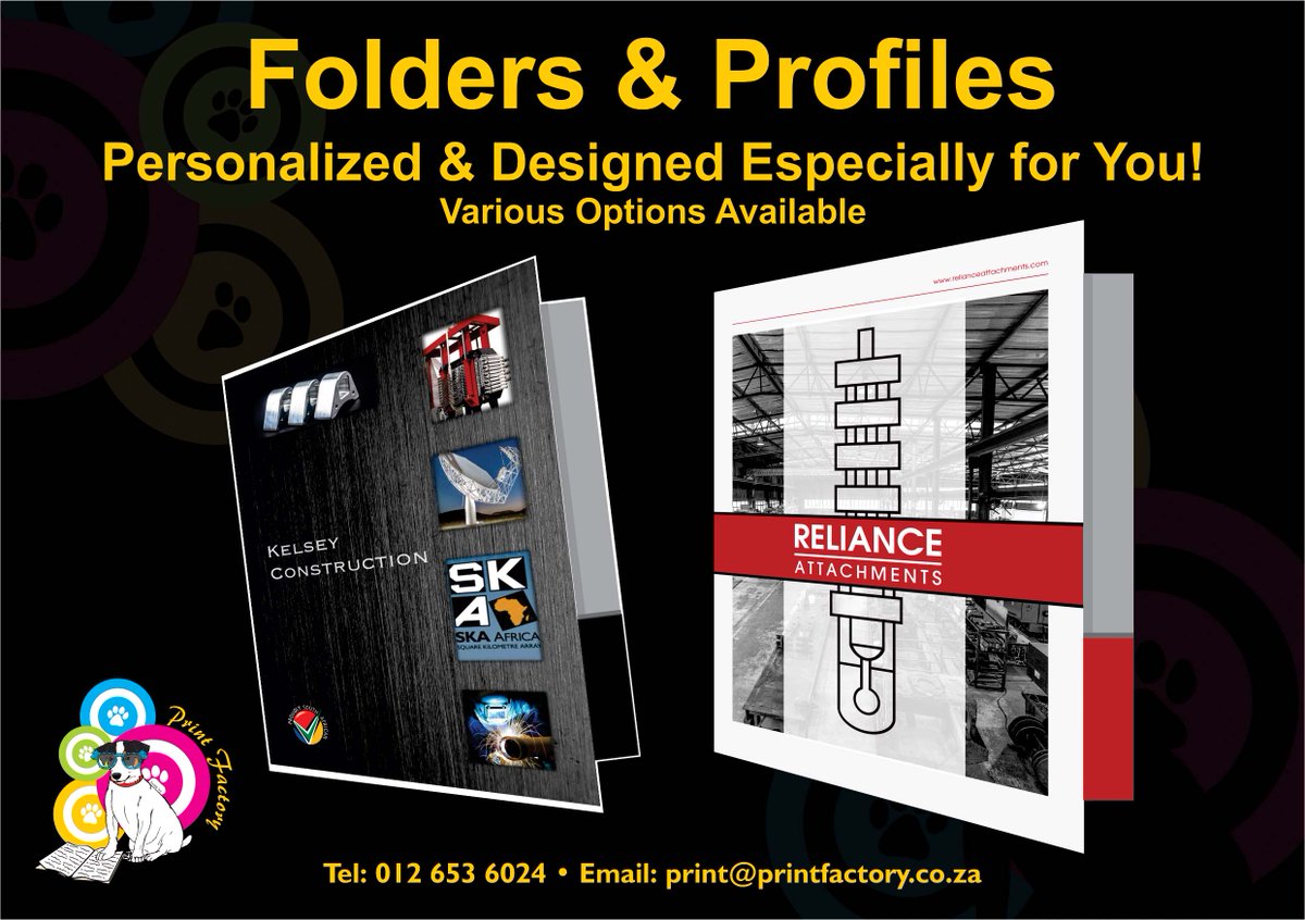 printingmagic's tweet image. Folders and Profiles.  Personalized and Designed Especially for You at Print Factory!  print@printfactory.co.za | 012 653 6024