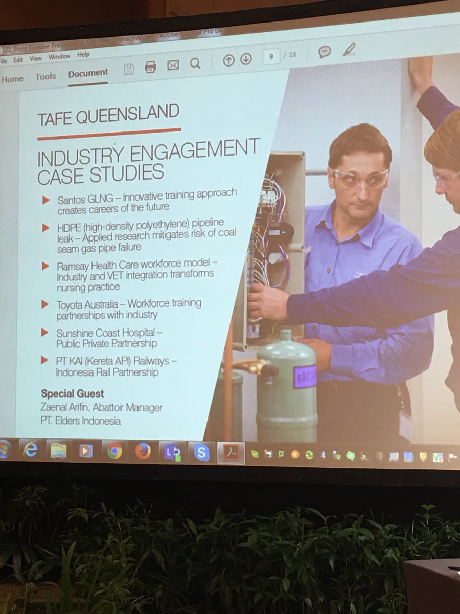 JChapmanTAFE's tweet photo. Real examples of working with industry. Revitalisation of Indonesian Skills Development through Industry Engagement. #TAFEQLD #skillsdev2017 https://t.co/PGa5h92701