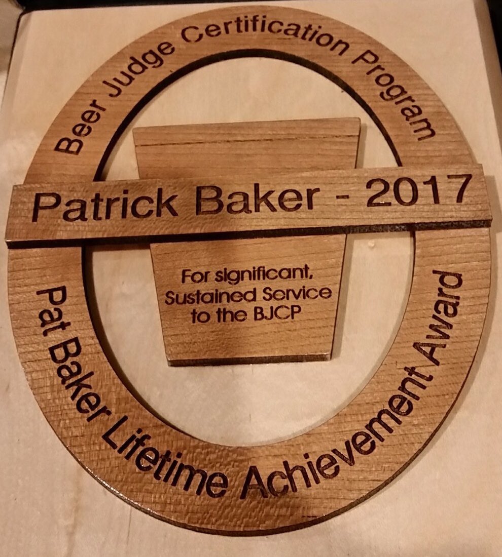 We recently presented Pat Baker w/ the Pat Baker Lifetime Achievement Award for his significant service to the BJCP. dev.bjcp.org/news/bjcp-pres…