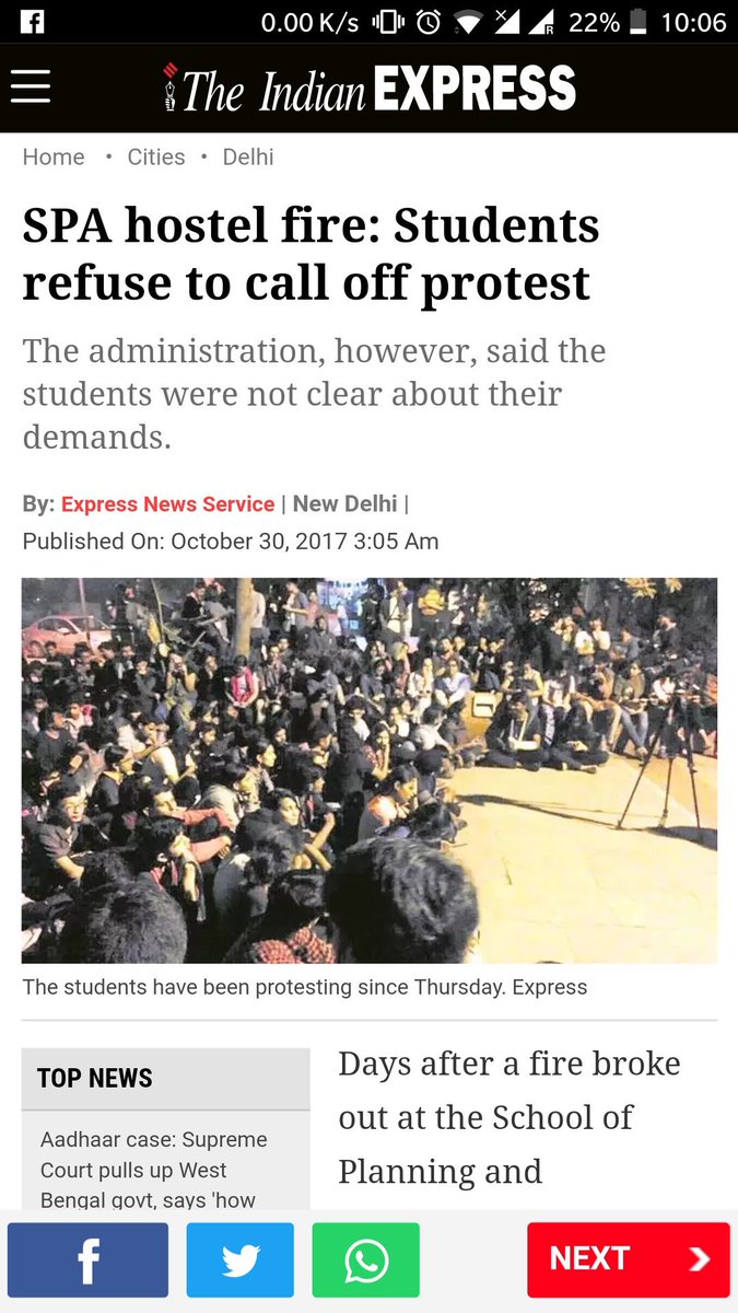 golemarketwala's tweet photo. Students continue protests. The true magic of democracy on show at SPA. More power to you. #spadonfire #NewCampusForSPAD https://t.co/kHHG90SVQB