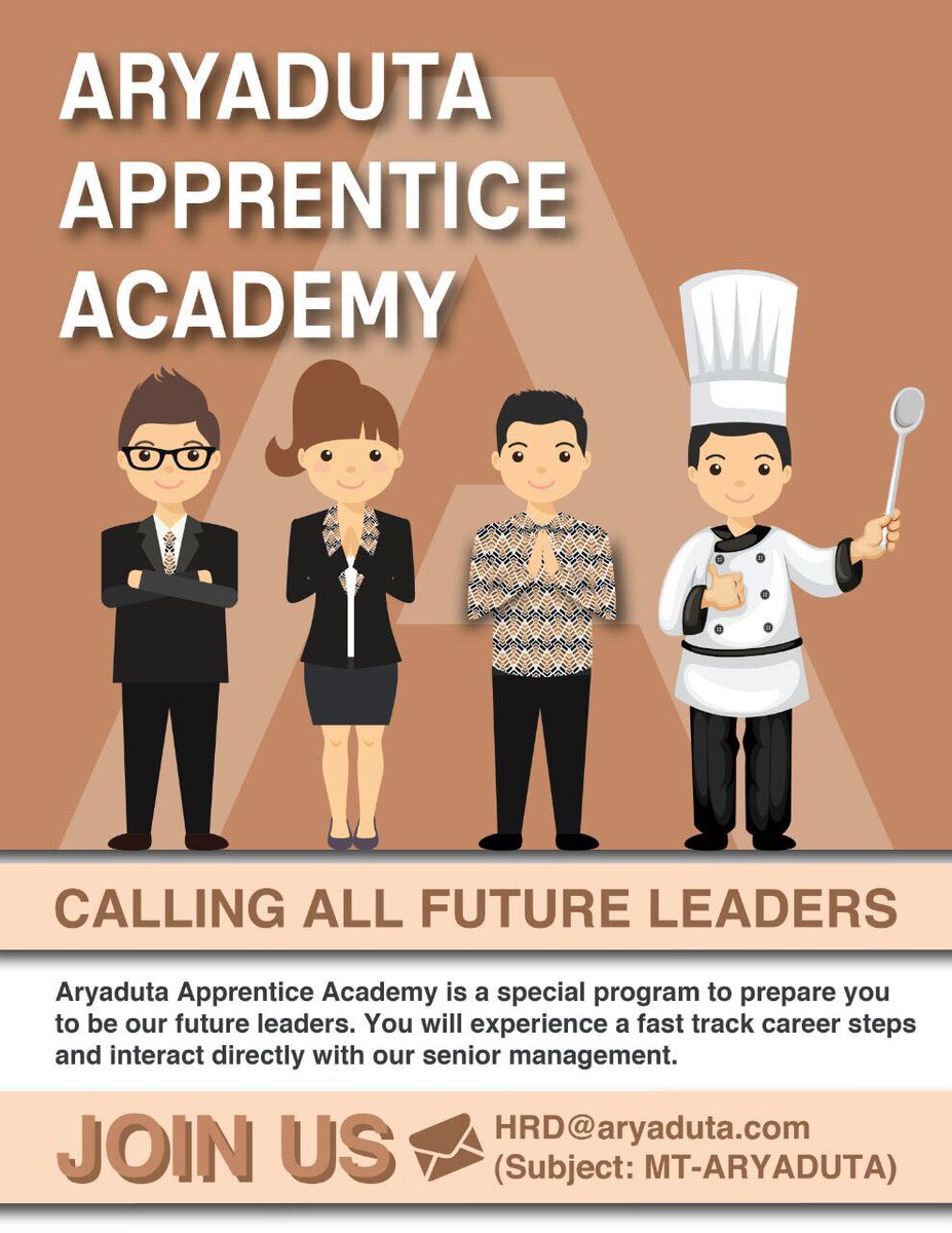 Currently hiring ! Ready to be our future leaders? Further information, add our official FB : Aryaduta Jakarta, instagram : Aryadutajakarta