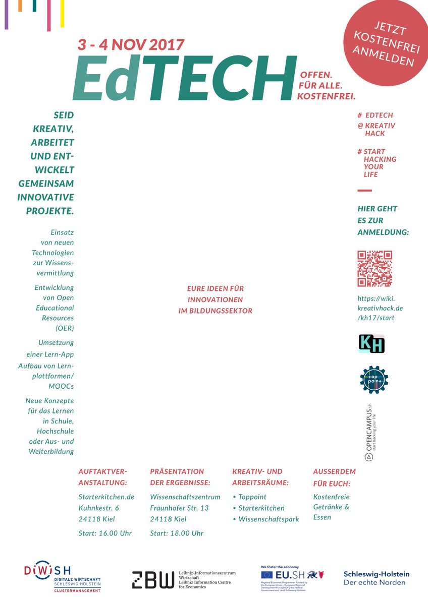 #KreativHack #edtech Edition startet am Wochenende 03-04.11! Weitersagen! Für analoge Werbung hier unser Poster :-) wiki.kreativhack.de/_media/kh17/ed…