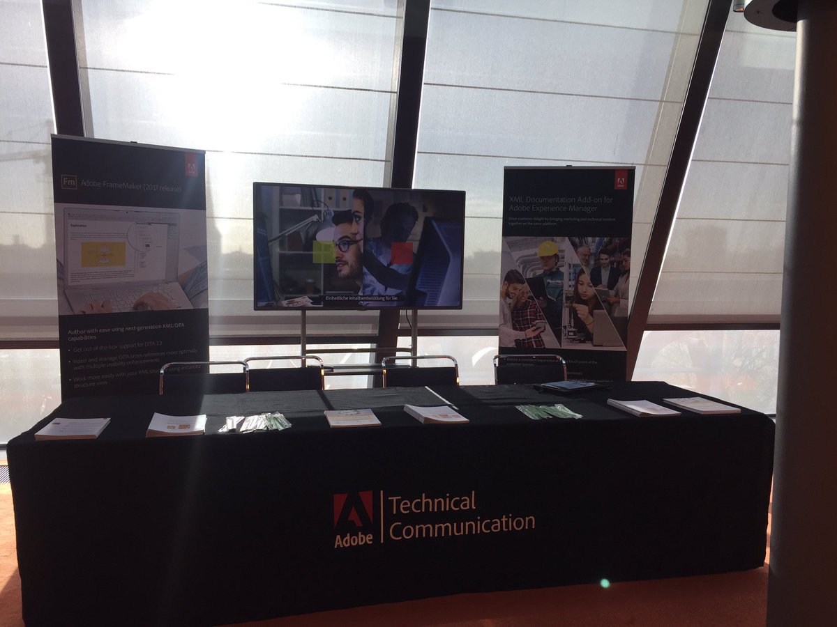 Adobe booth all set for DITA Europe in sunny Berlin! Look forward to seeing you... #ditaeurope