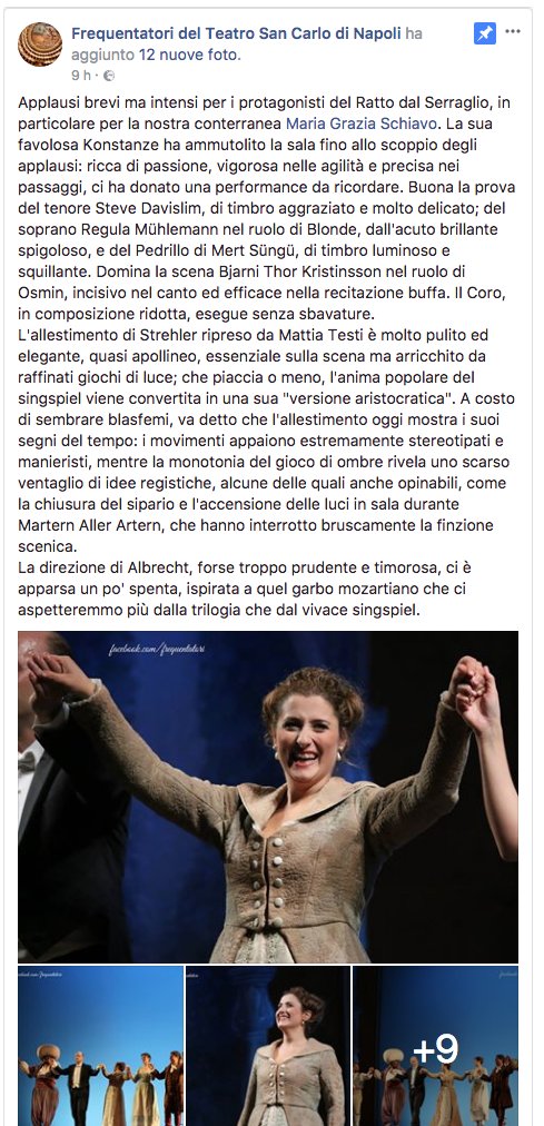 MG_Schiavo's tweet photo. Ieri sera emozioni a 1000 Grata e orgogliosa di cantare al @teatrosancarlo con un'orchestra magnifica, avere intorno personemeravigliose https://t.co/Ldx6HdX6NU