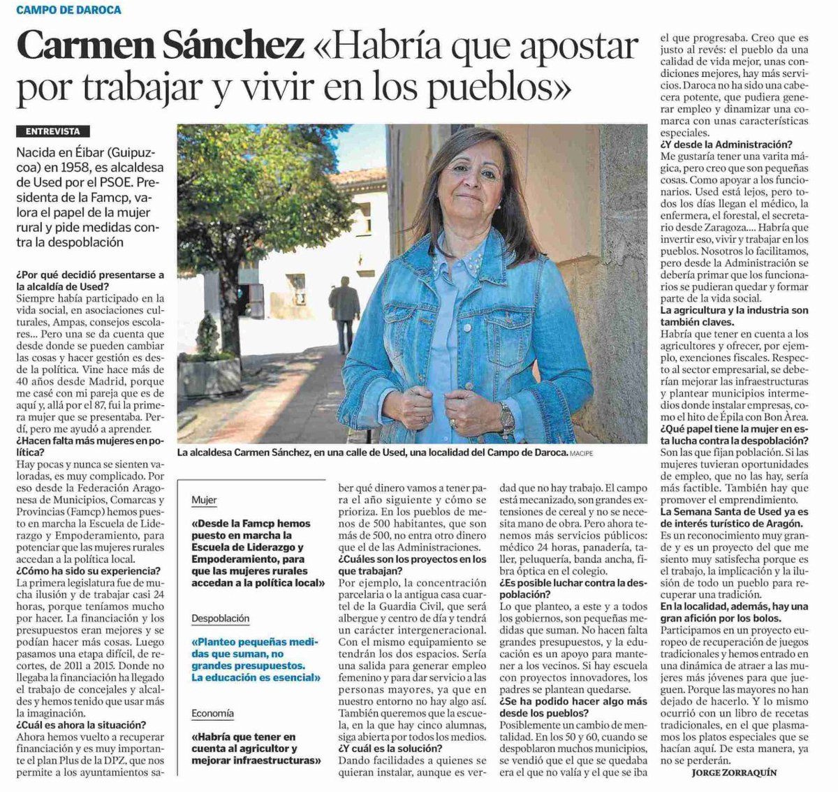 Carmen Sánchez, alcaldesa de Used y Pta de @FamcpAragon "El plan Plus <a href="/DPZaragoza/">Diputación de Zaragoza</a> permite priorizar a los ayuntamientos". <a href="/aragonpsoe/">PSOE Aragón</a>