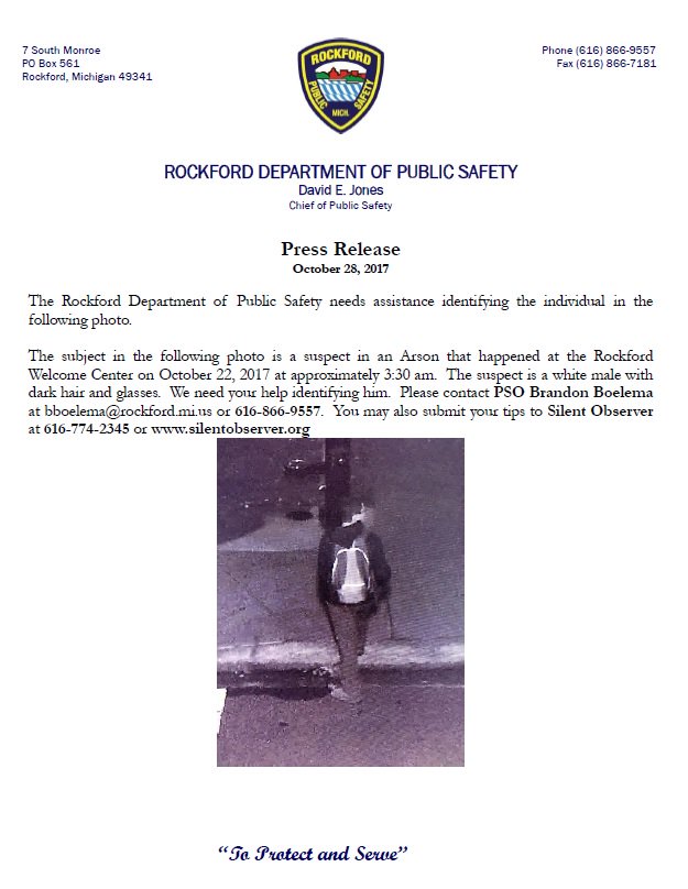 Rockford_DPS's tweet photo. Help us identify the suspect in an arson at the Welcome Center.  @KentSOtips @KentSheriff @wzzm13 @FOX17 @WOODTV https://t.co/OGgP85NvGq