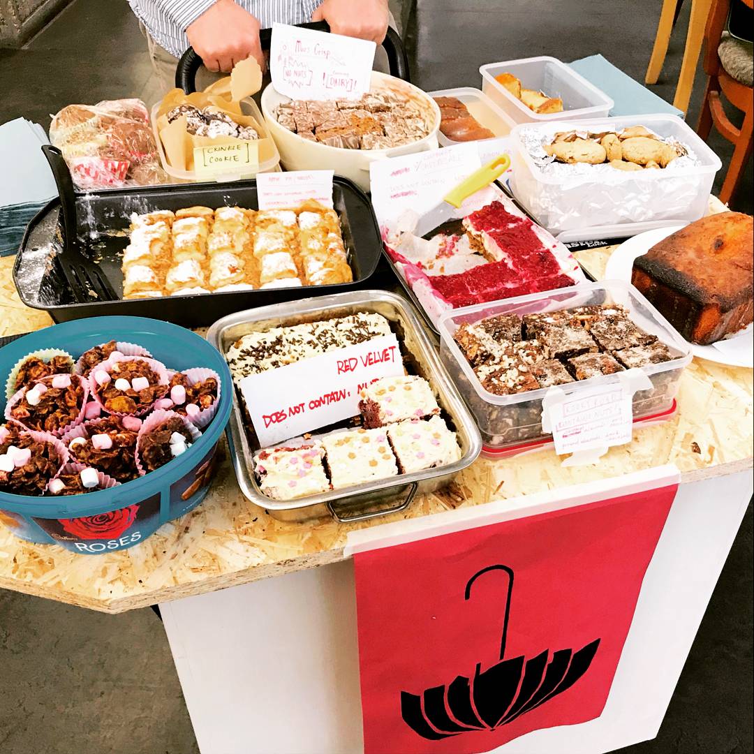 SSoA_Umbrella's tweet photo. Getting our bake on again! We're in the arts tower all day, come fill your face with cake #Lpsheff #bakesale @SSoA_news https://t.co/Bo9qKjScxd