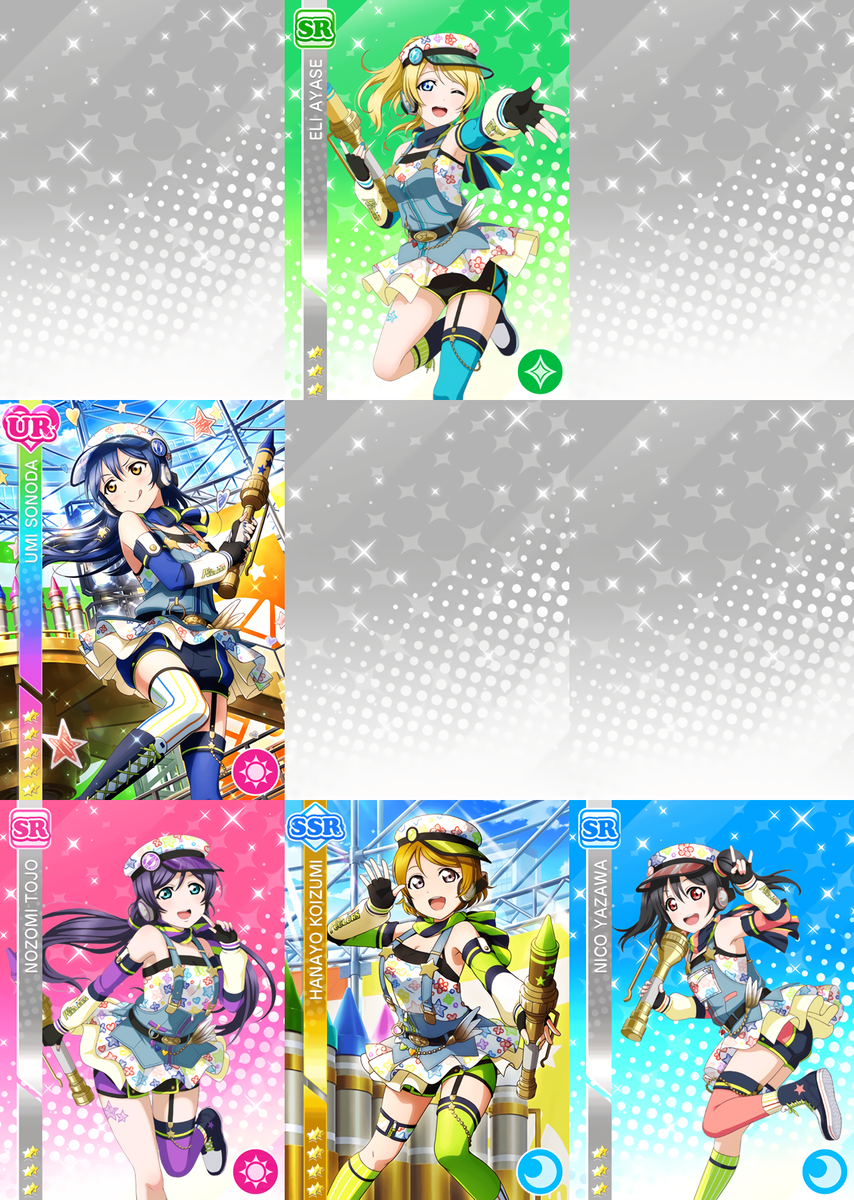 UR・SSR・SR新規追加部員(μ's)
【クレヨン編】
SSR花陽 SR希 追加
覚醒前 / 覚醒後

#スクフェス部員まとめ