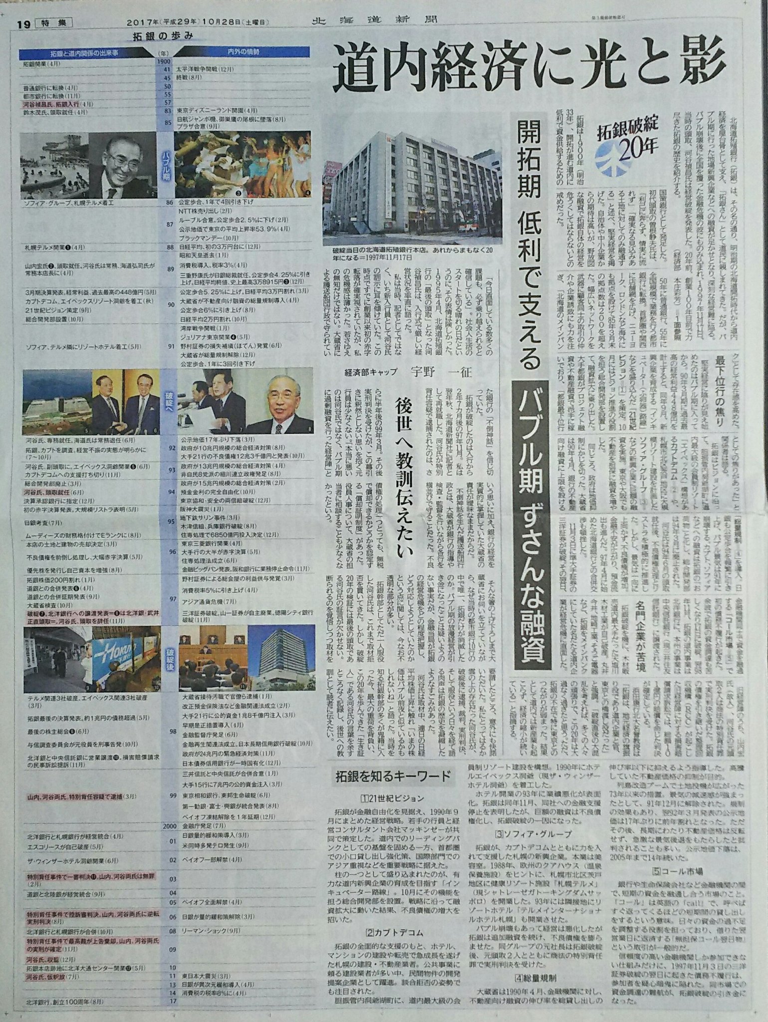 T Okhotsk On Twitter 28日の北海道新聞朝刊 拓銀破綻から20年を前に最後の頭取 河谷禎昌さんにインタビュー Https T Co A66xbqq179 Twitter