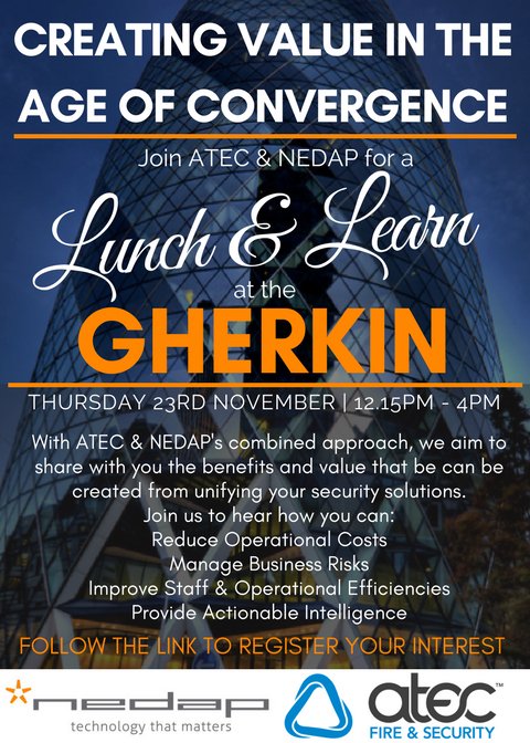 ATECTWEETS's tweet image. In partnership with @NedapAEOS we're holding a Lunch &amp;amp; Learn at the Gherkin. To apply to attend, follow the link goo.gl/bQ787g