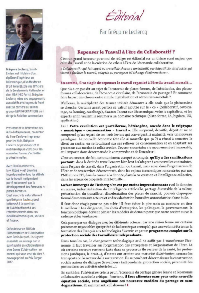 Greg_Leclercq_'s tweet photo. Très fier d'avoir eu la chance de rédiger l'édito de la dernière revue @TelecomParisTkA sur revolution modes de travail et #EcoCollaborative https://t.co/V2Q2GCdHlY
