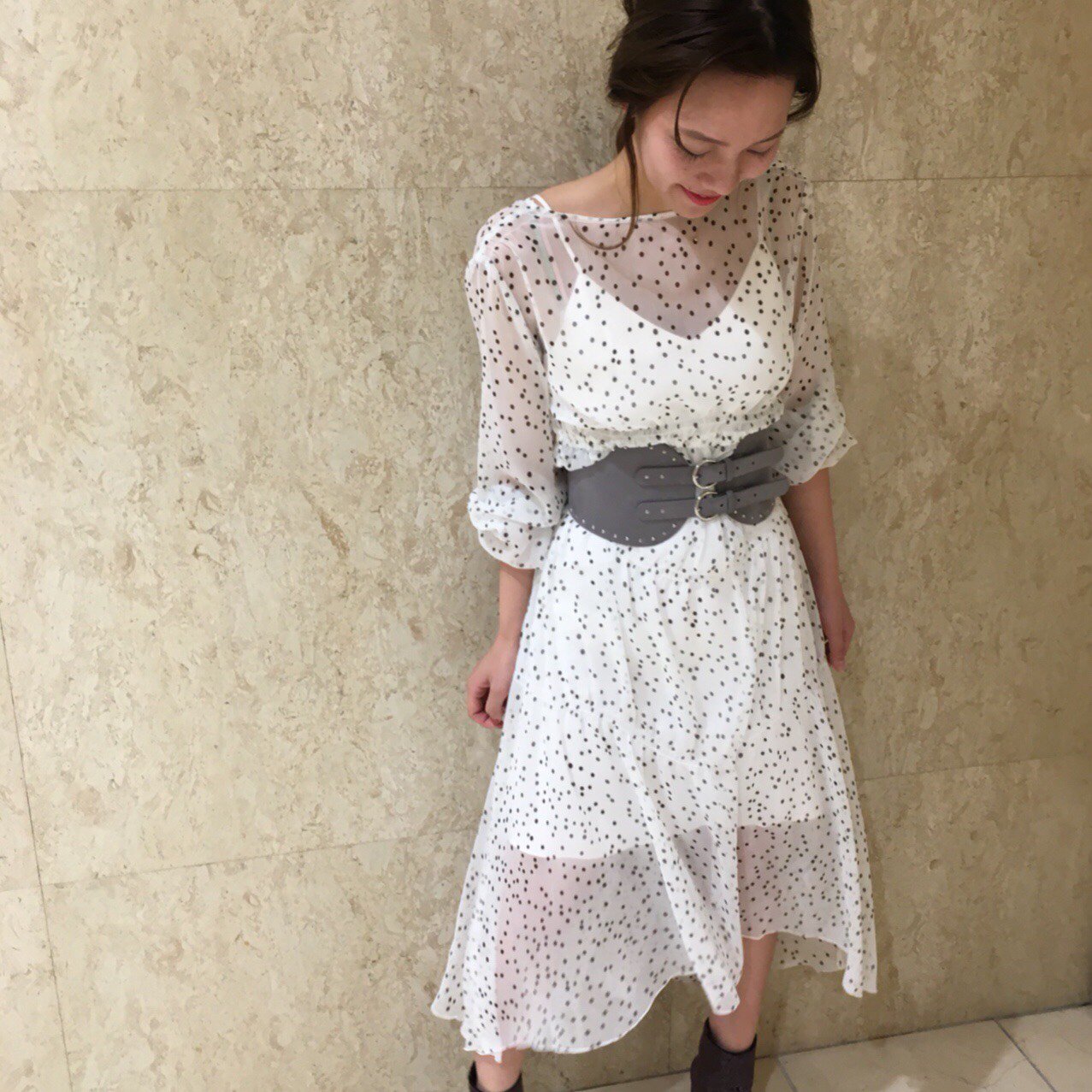 snidel レースドットロングワンピース snidel レースドットロング