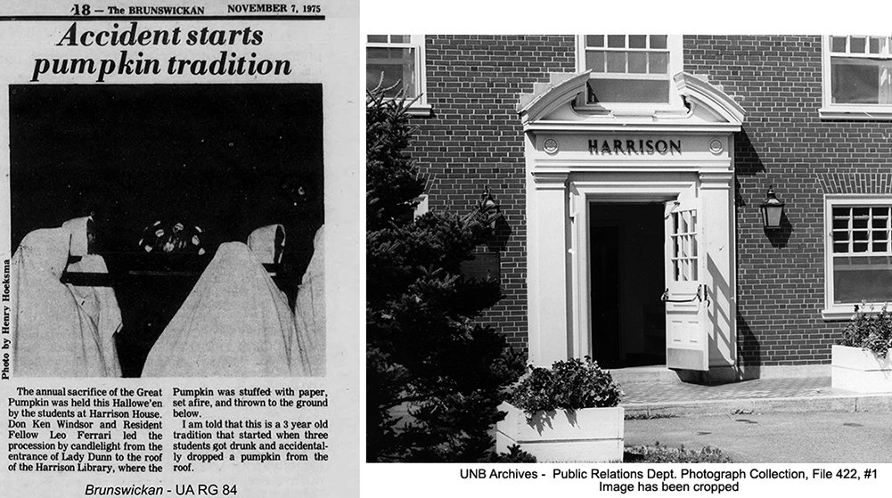 Harrison House has the longest-running tradition at UNB-the Great Pumpkin Sacrifice, which began ca.1973. ow.ly/lPcr30g4uWo #Halloween