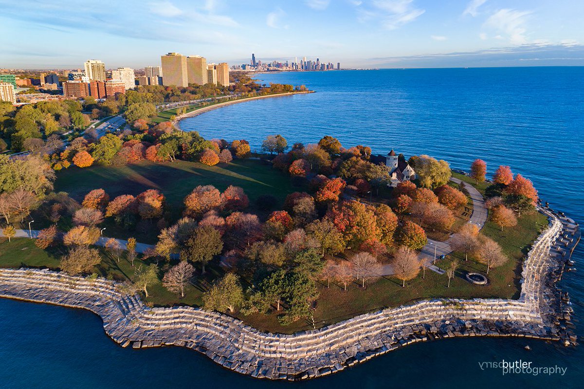 Autumn Aerial of Promotory Point on Sunday in Chicago #ilwx #chicago #news #weather