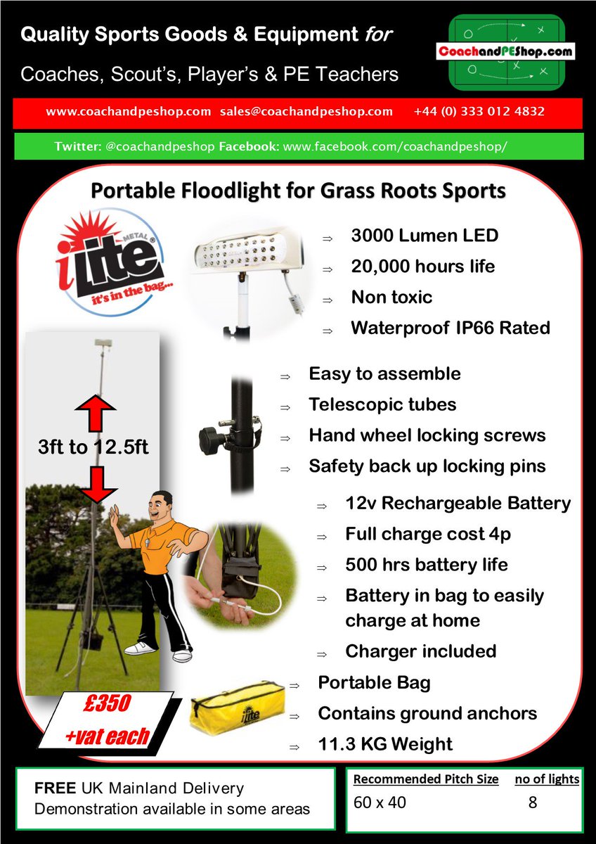 As the dark early nights now are on us, we have discounted the iLites when you purchase the 8 to cover a pitch. coachandpeshop.com/collections/co…