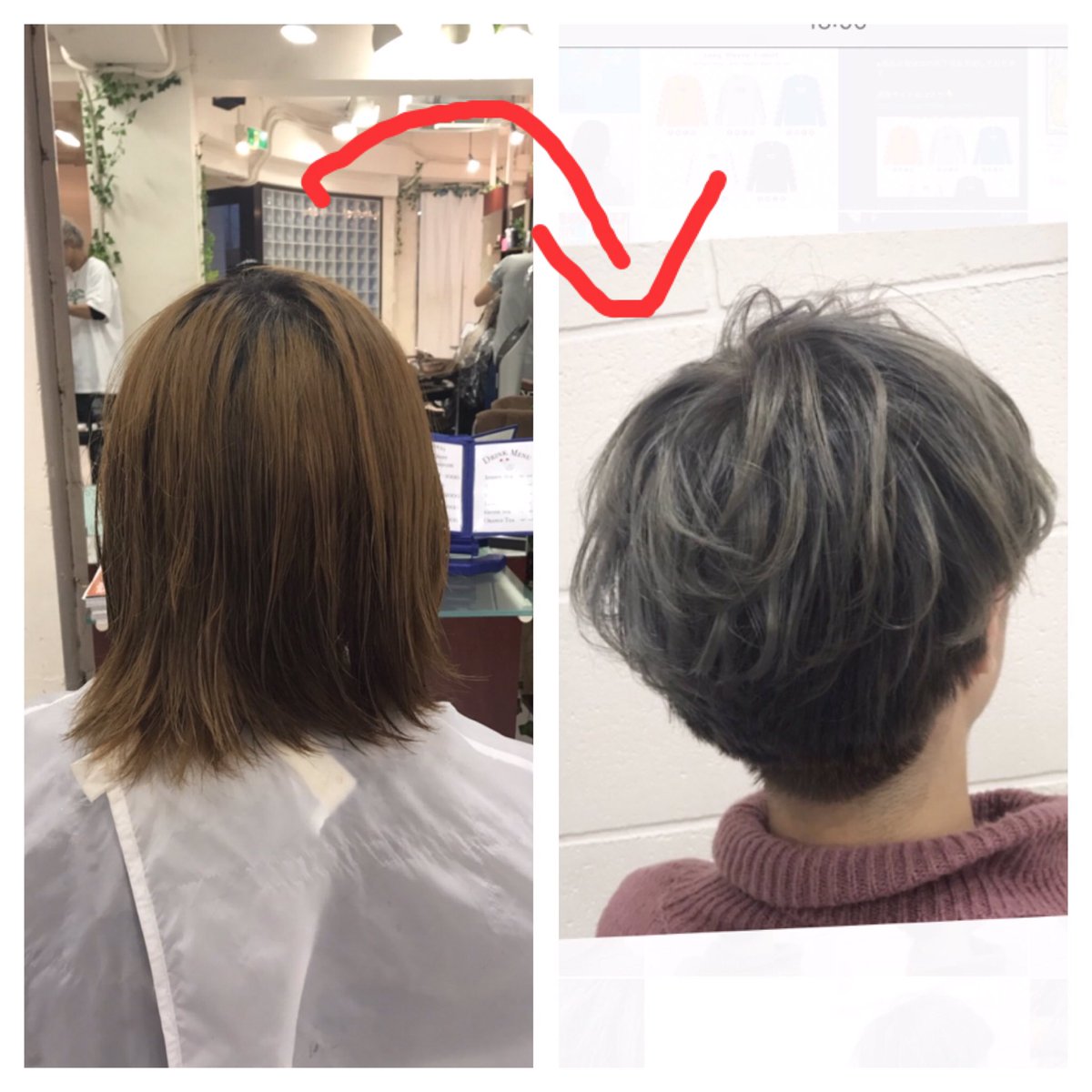 川畑晋也 原宿 美容師 ハイトーンヘアー Ar Twitter アッシュグレーカラー カットはマッシュショートにし カラーはブリーチ後にアッシュグレーに 補色でモノトーンを隠し味に イメチェンも是非に 原宿 グラデーションカラー ダブルカラー 派手髪 インナー