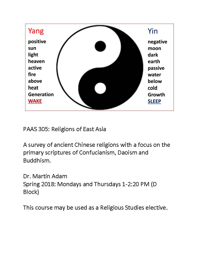 PAAS 305: Religions of East Asia - Spring 2018