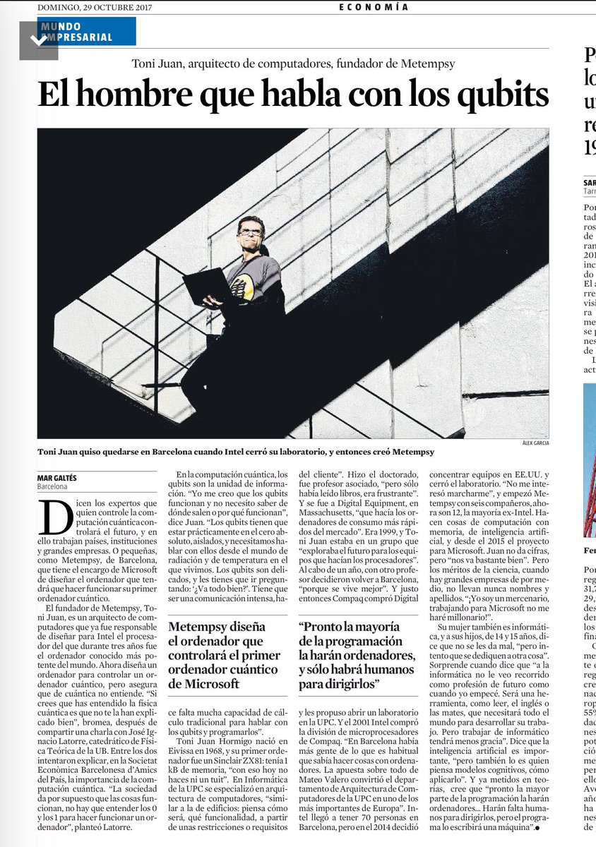 En Barcelona <a href="/metempsyTC/">Metempsy</a> <a href="/naujinot/">Toni Juan</a> diseña el ordenador que controlará el primer ordenador cuántico de <a href="/Microsoft/">Microsoft</a>
